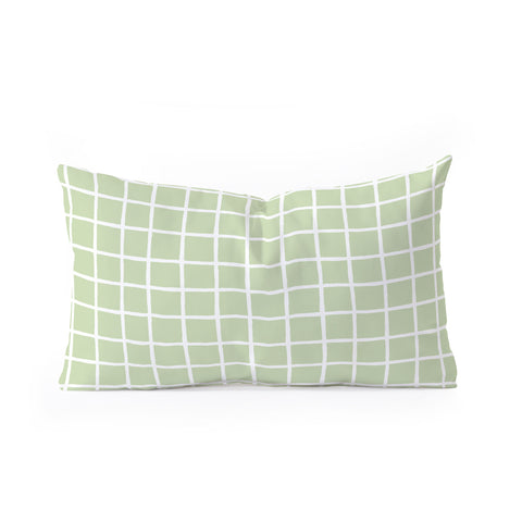 Avenie Grid Pattern Green Oblong Throw Pillow