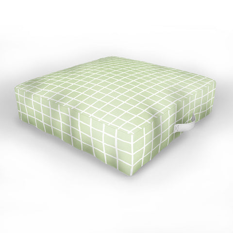 Avenie Grid Pattern Green Outdoor Floor Cushion