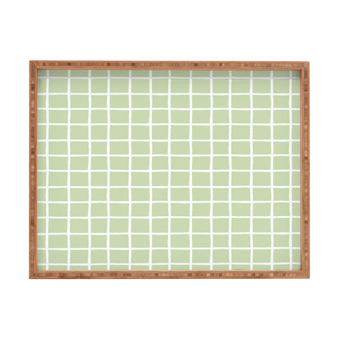 Avenie Grid Pattern Green Rectangular Tray