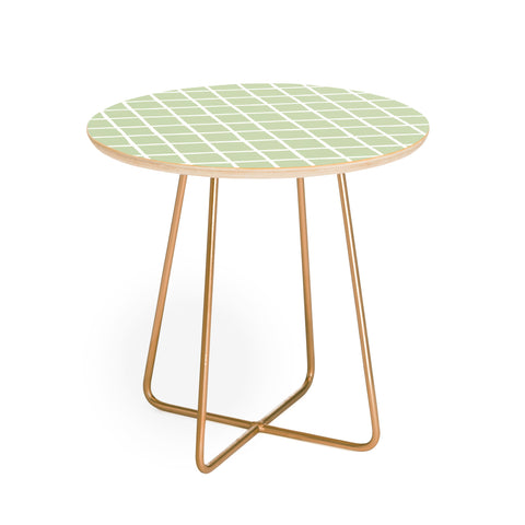 Avenie Grid Pattern Green Round Side Table
