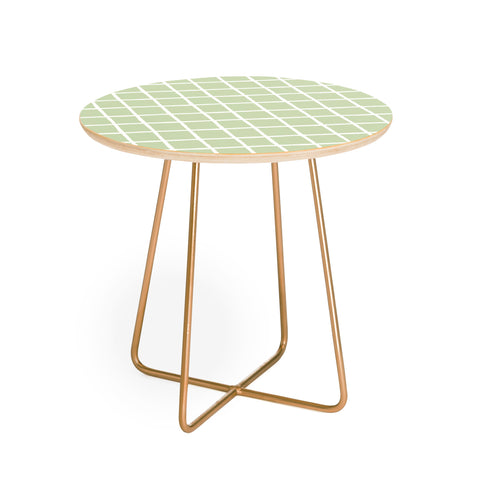 Avenie Grid Pattern Green Round Side Table