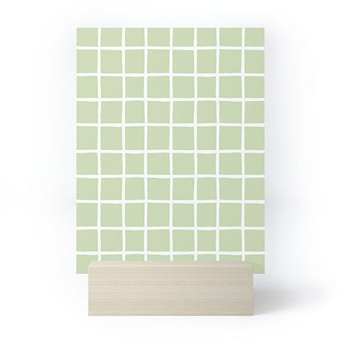 Avenie Grid Pattern Green Mini Art Print