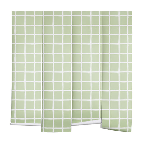 Avenie Grid Pattern Green Wall Mural