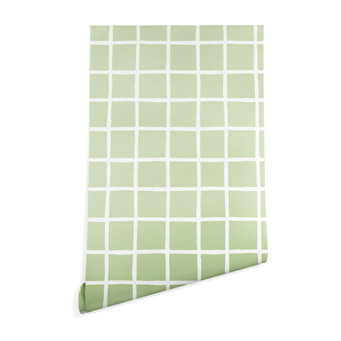 Avenie Grid Pattern Green Wallpaper