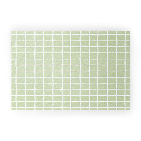 Avenie Grid Pattern Green Welcome Mat