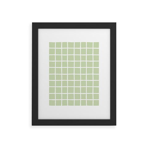 Avenie Grid Pattern Green Framed Art Print