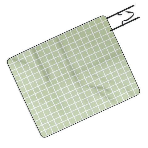 Avenie Grid Pattern Green Picnic Blanket