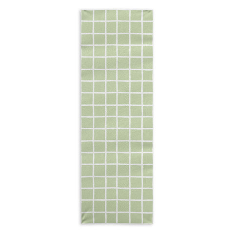 Avenie Grid Pattern Green Yoga Towel