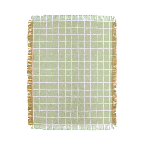 Avenie Grid Pattern Green Throw Blanket