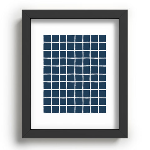 Avenie Grid Pattern Navy Recessed Framing Rectangle