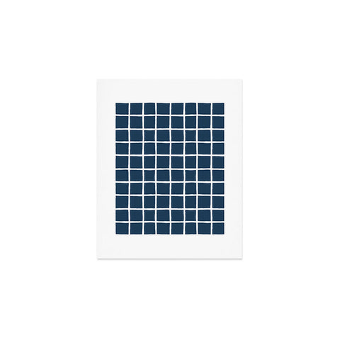 Avenie Grid Pattern Navy Art Print