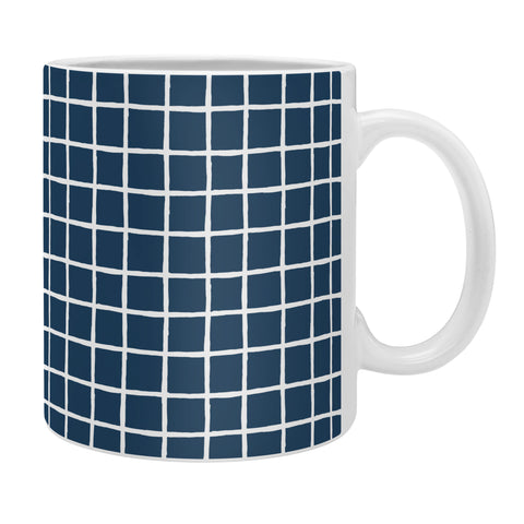 Avenie Grid Pattern Navy Coffee Mug