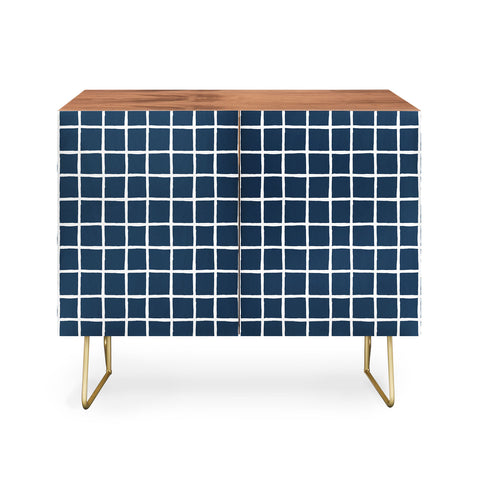Avenie Grid Pattern Navy Credenza