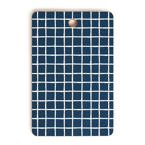Avenie Grid Pattern Navy Cutting Board Rectangle