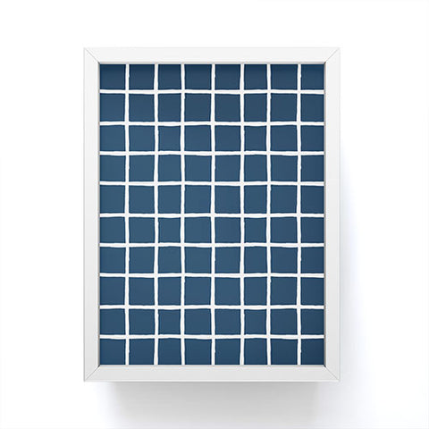 Avenie Grid Pattern Navy Framed Mini Art Print