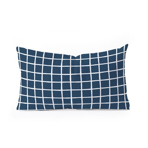 Avenie Grid Pattern Navy Oblong Throw Pillow
