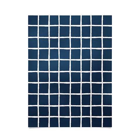Avenie Grid Pattern Navy Poster