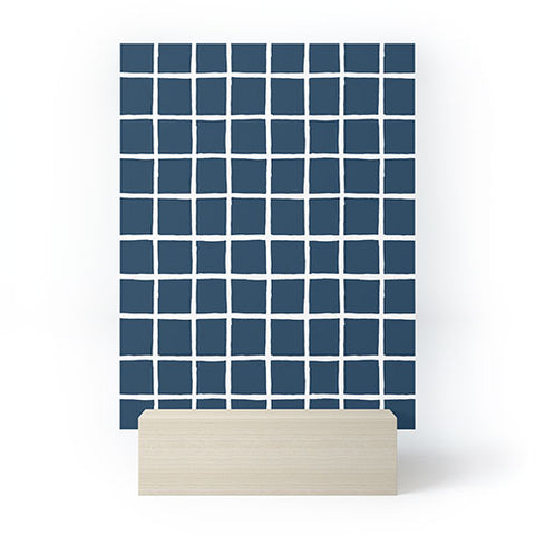 Avenie Grid Pattern Navy Mini Art Print