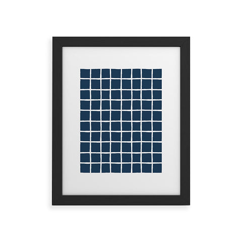 Avenie Grid Pattern Navy Framed Art Print