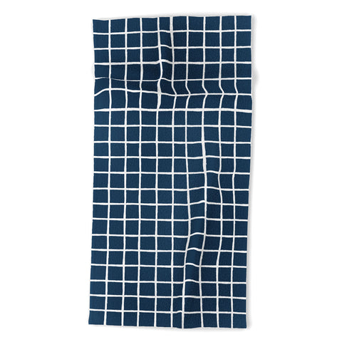 Avenie Grid Pattern Navy Beach Towel