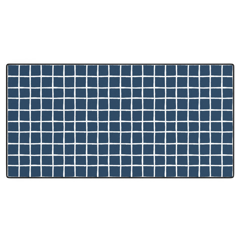 Avenie Grid Pattern Navy Desk Mat