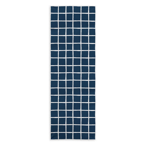 Avenie Grid Pattern Navy Yoga Towel