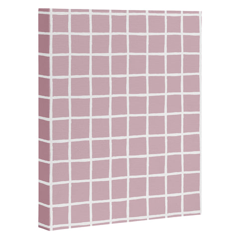 Avenie Grid Pattern Pink Flare Art Canvas