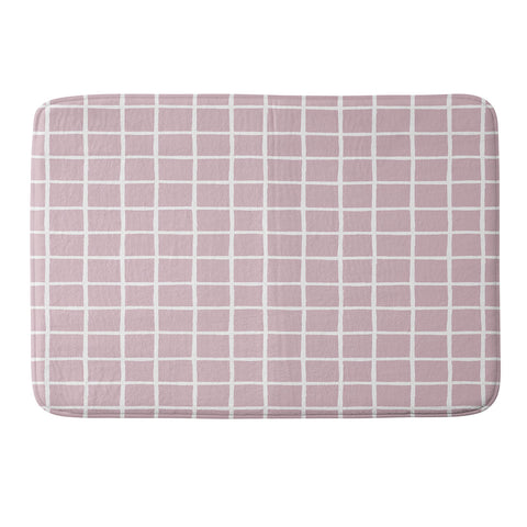 Avenie Grid Pattern Pink Flare Memory Foam Bath Mat