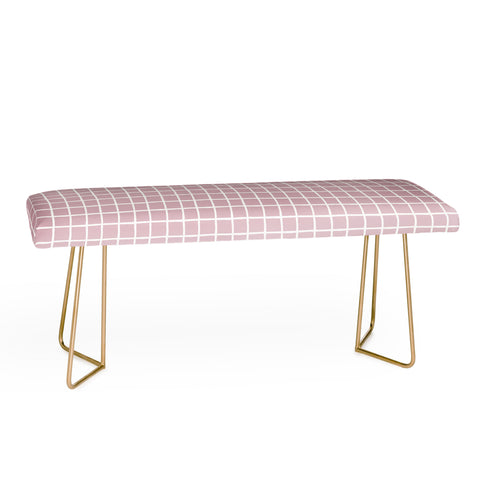 Avenie Grid Pattern Pink Flare Bench