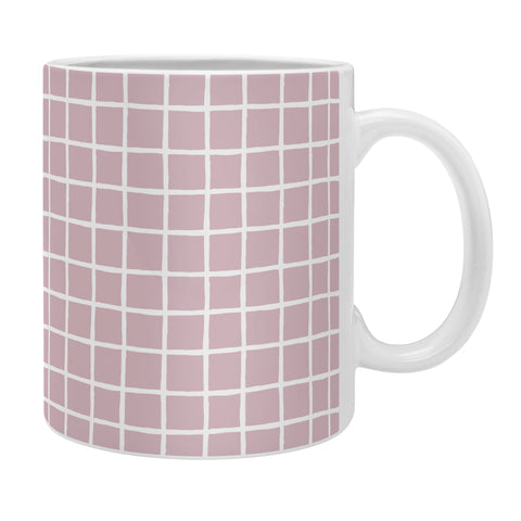 Avenie Grid Pattern Pink Flare Coffee Mug