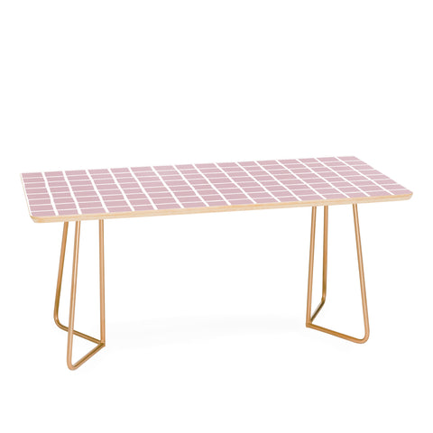Avenie Grid Pattern Pink Flare Coffee Table