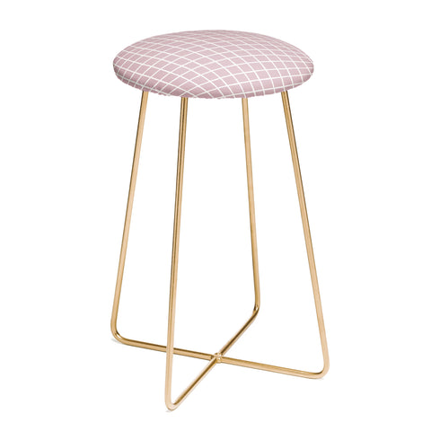 Avenie Grid Pattern Pink Flare Counter Stool