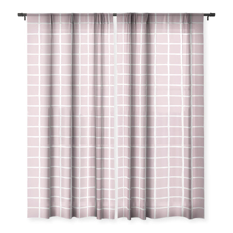 Avenie Grid Pattern Pink Flare Sheer Non Repeat