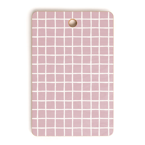 Avenie Grid Pattern Pink Flare Cutting Board Rectangle