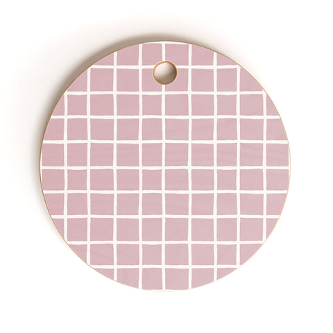 Avenie Grid Pattern Pink Flare Cutting Board Round