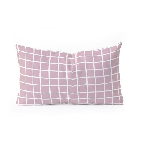 Avenie Grid Pattern Pink Flare Oblong Throw Pillow