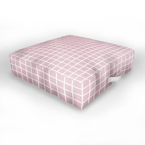 Avenie Grid Pattern Pink Flare Outdoor Floor Cushion