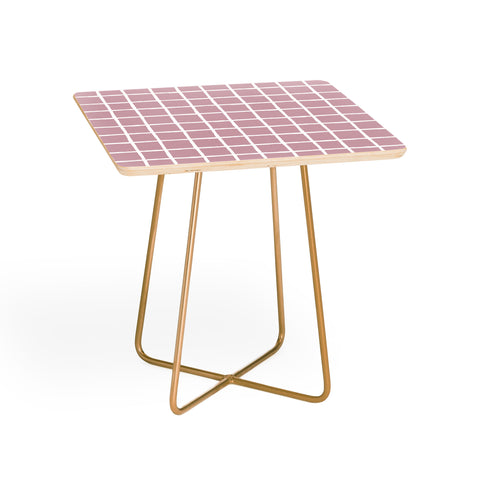 Avenie Grid Pattern Pink Flare Side Table