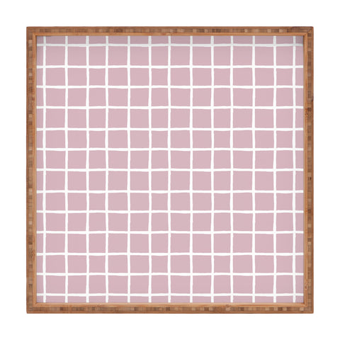 Avenie Grid Pattern Pink Flare Square Tray