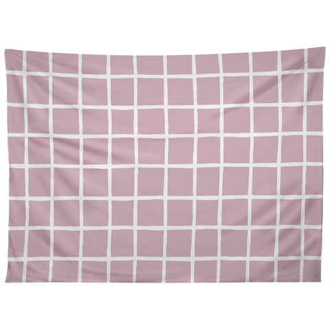 Avenie Grid Pattern Pink Flare Tapestry
