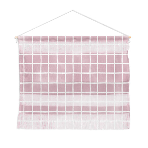 Avenie Grid Pattern Pink Flare Wall Hanging Landscape