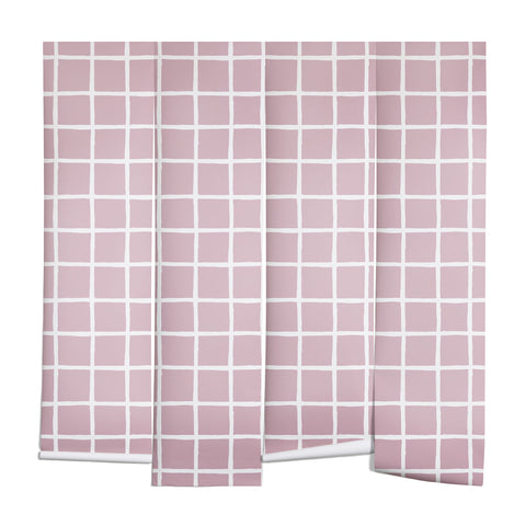 Avenie Grid Pattern Pink Flare Wall Mural