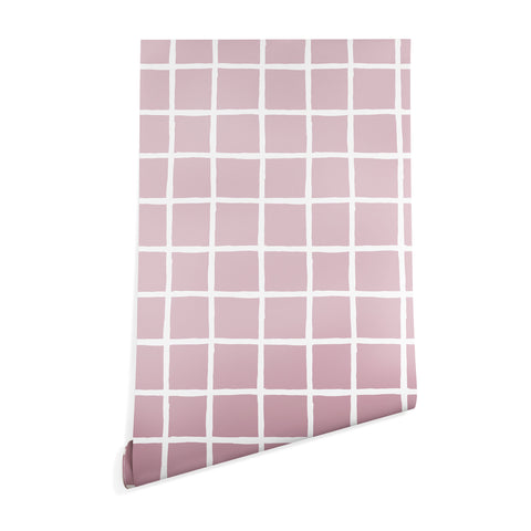 Avenie Grid Pattern Pink Flare Wallpaper