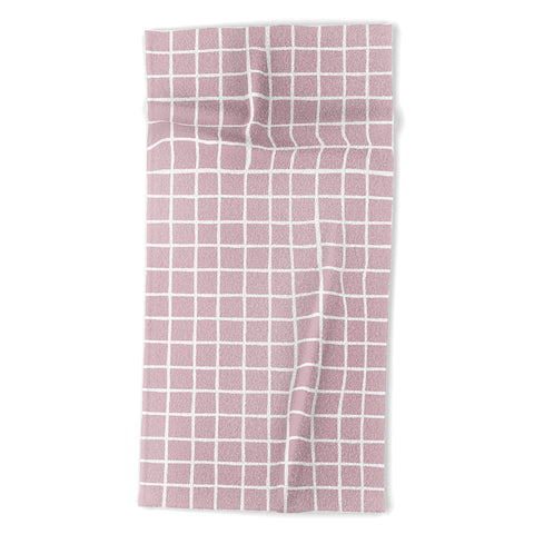 Avenie Grid Pattern Pink Flare Beach Towel
