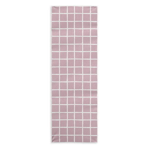 Avenie Grid Pattern Pink Flare Yoga Towel