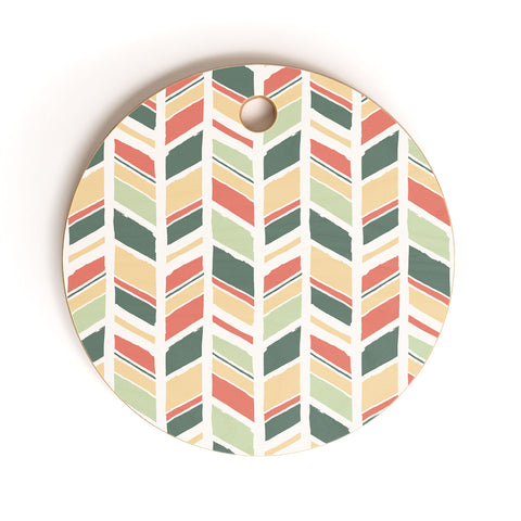 Avenie Hand Drawn Chevron Cutting Board Round