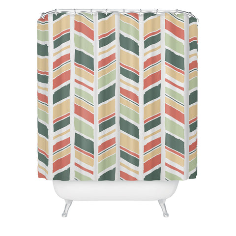 Avenie Hand Drawn Chevron Shower Curtain
