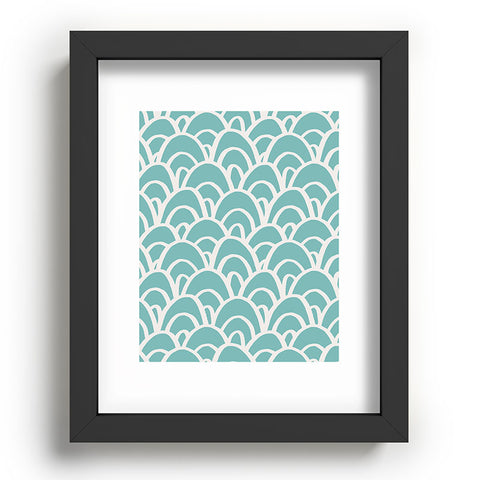 Avenie Hand Drawn Wave Teal Recessed Framing Rectangle