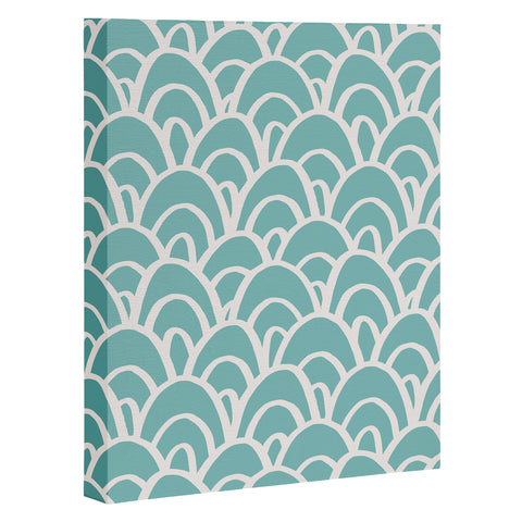 Avenie Hand Drawn Wave Teal Art Canvas
