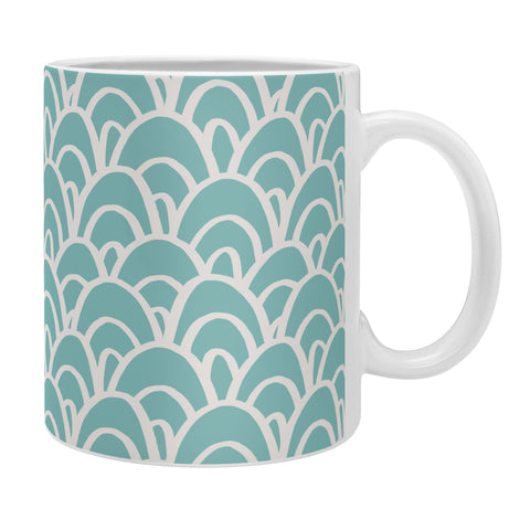 Avenie Hand Drawn Wave Teal Coffee Mug